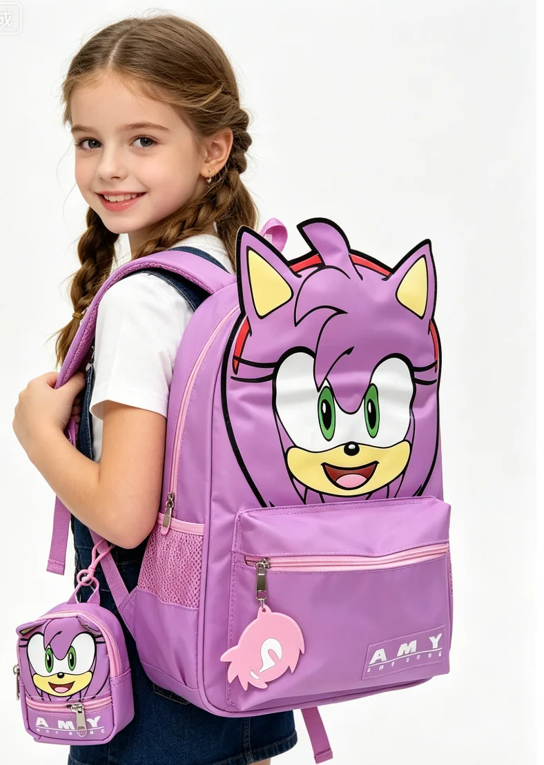 Japanischer Klassischer Spielscharakter Shadow Silver Anime Plüsch-Rucksack Rosa Amy Großer Rucksack Kindergeburtstag Weihnachtsgeschenk – Detail 2