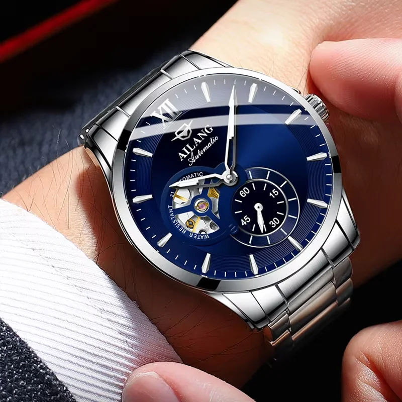 AILANG authentic men's automatic mechanical watch hollow tourbillon waterproof calendar luxury brand wristwatch