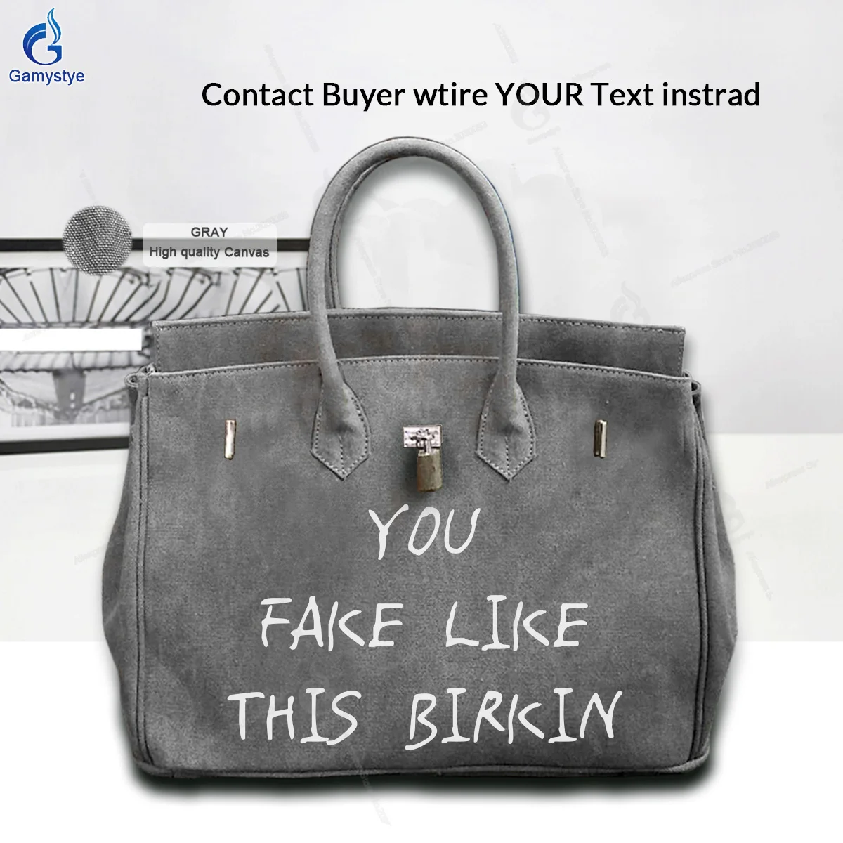 

Printed Customize Art White English YOU Bag For women Handbags Designer Shoulder Bag 100% 16A Canvas with Lock Hardware New