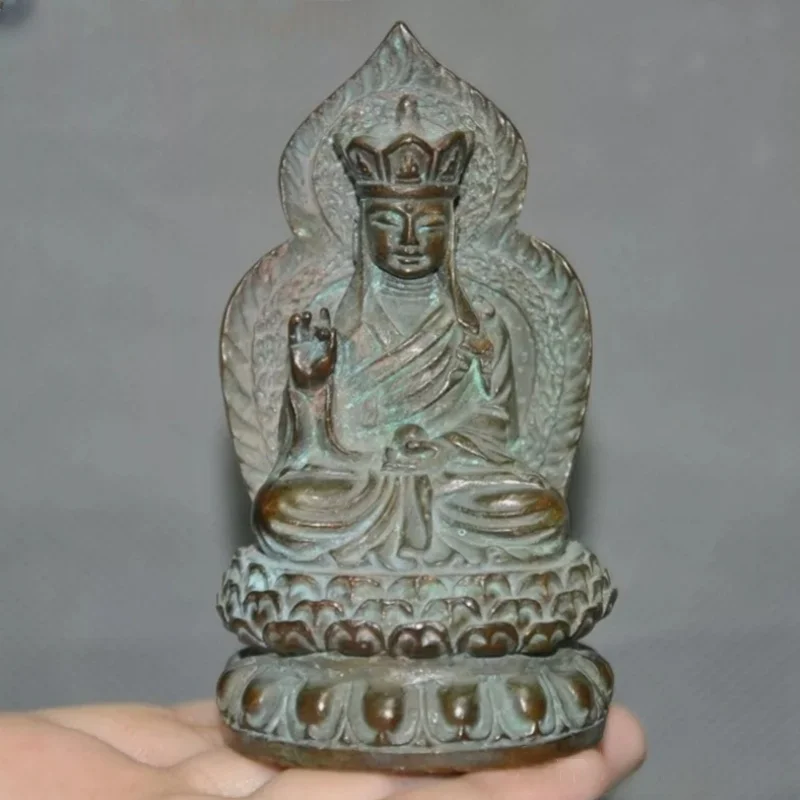 

3.4'' Old chinese Buddhism temple bronze Ksitigarbha jizo tangseng statue