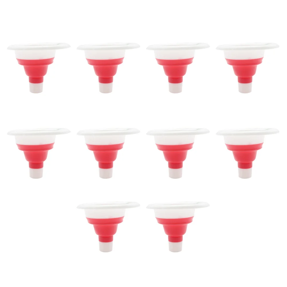 10 Pcs Cooking Funnel Folding Silicone Stainless Steel for Kitchen Telescopic