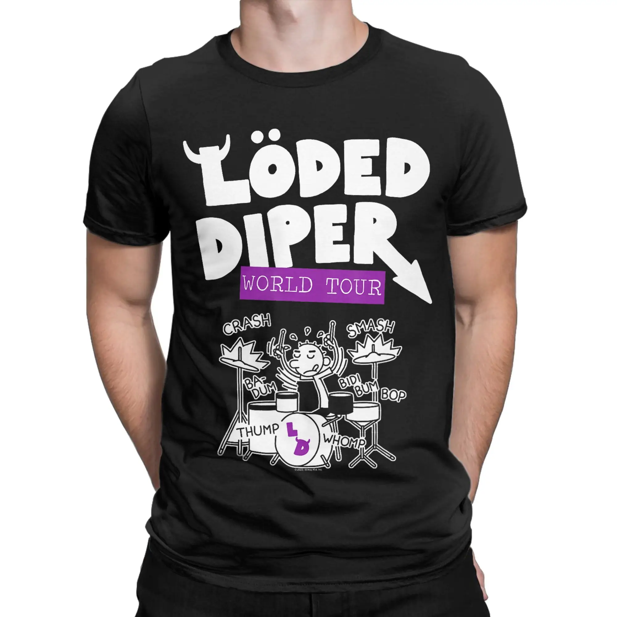 Men's T-Shirts Diary of a Wimpy Kid Loded Diper Band World Tour Funny Pure Cotton Tee Shirt Short Sleeve  T Shirts O Neck Tops