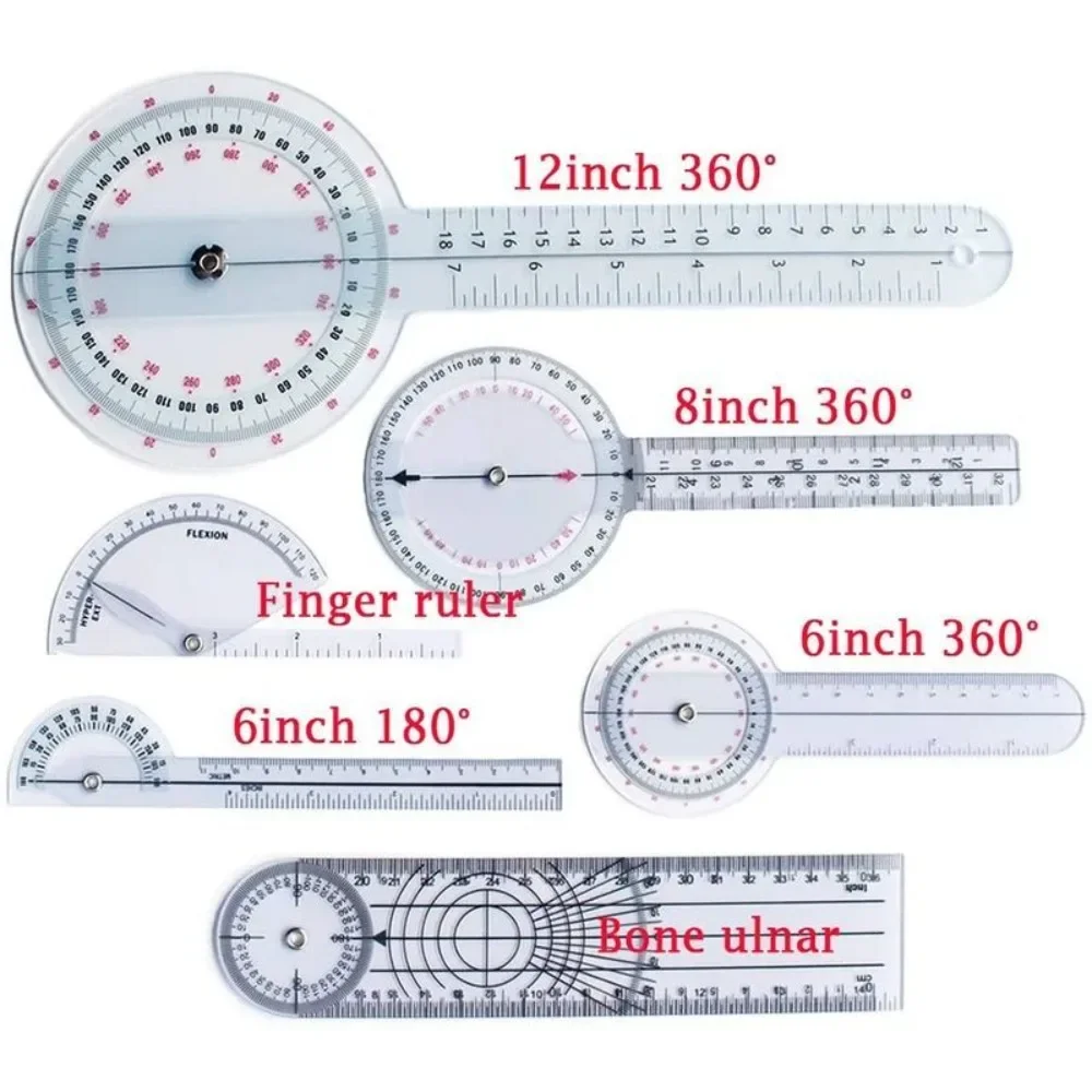 6Pcs Medical Ruler Spinal Finger Goniometer Medical Ruler 180/360 Degree-L1 Medical Finger Ruler Set Joint Angle Gauge