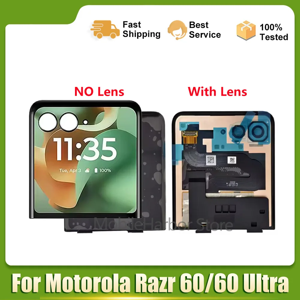 Tested AMOLED For Motorola Moto Razr60 XT2553-1 Razr 60 Ultra External LCD Touch Screen Digitizer XT2551-6 Small LCD Replacement