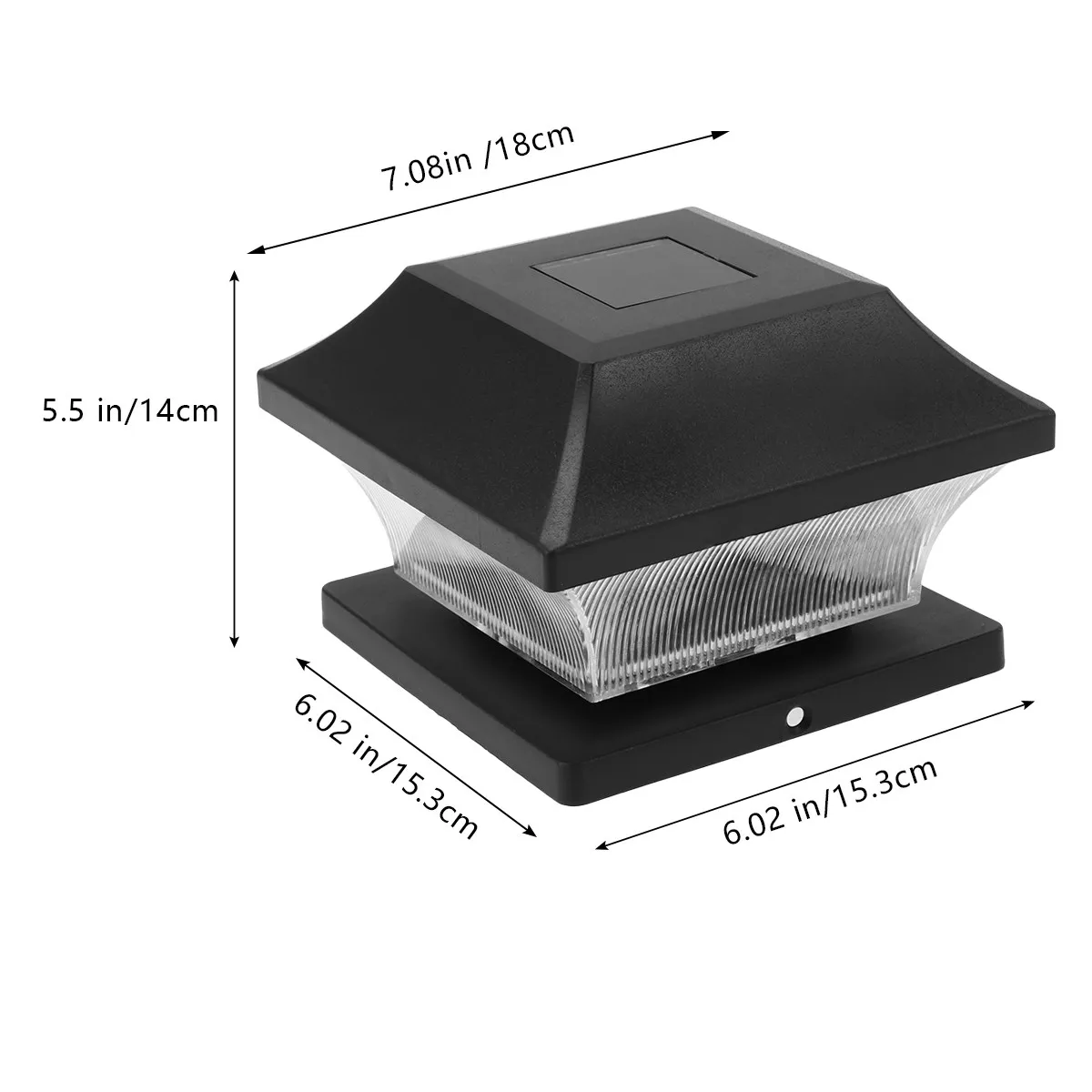 Solar LED Post Light Outdoor Pillar Lamp High Brightness Garden Fence Decor Solar Charging Black