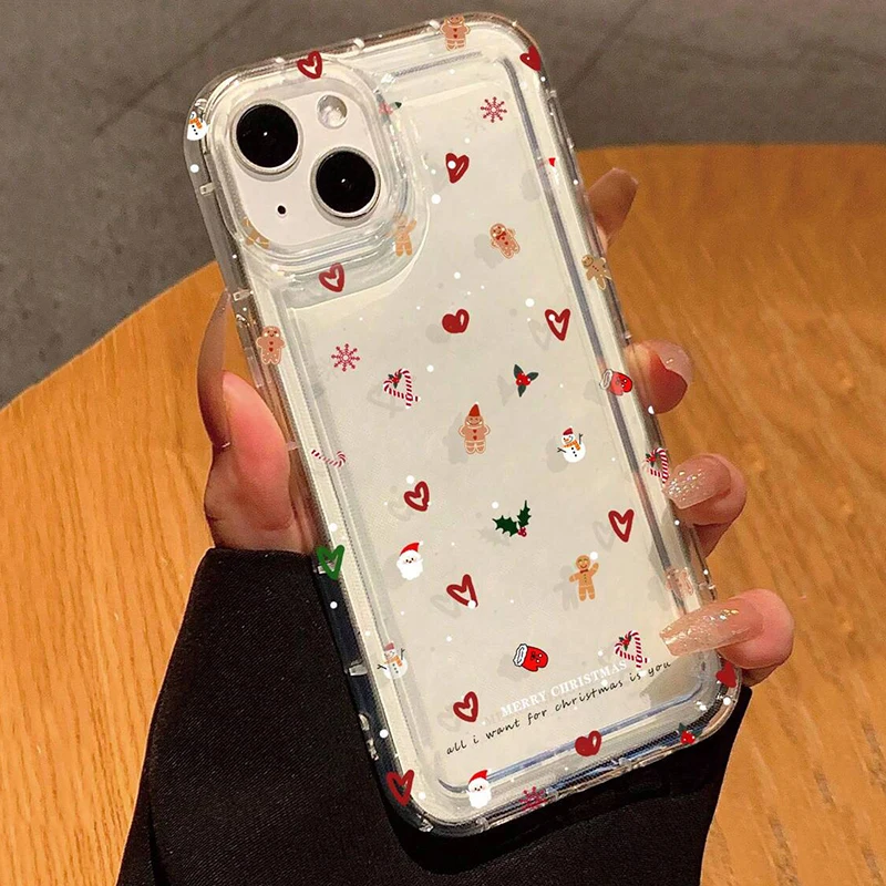 ندفة الثلج شجرة عيد الميلاد قضية الهاتف آيفون 17 16 برو ماكس الهواء 15 14 زائد 13 12 11 برو 7 8 XR X XS SE2 غطاء شفاف مقاوم للصدمات #3