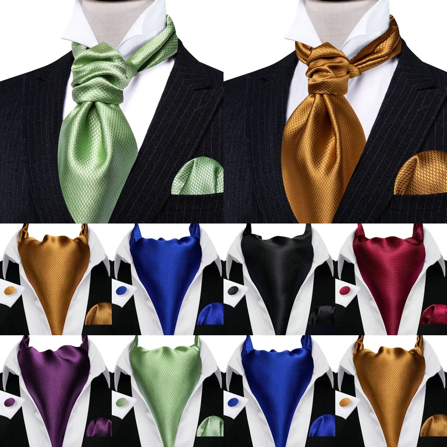 

Barry.Wang мужские нагрудные запонки Ascot, комплекты розово-красных, зеленых, синих галстуков для мужчин, формальный повседневный свадебный деловой подарок