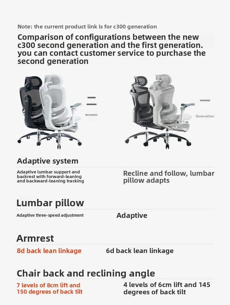 C300/C100 First-generation ergonomic chair computer chair office boss sits for a long time e-sports study seat
