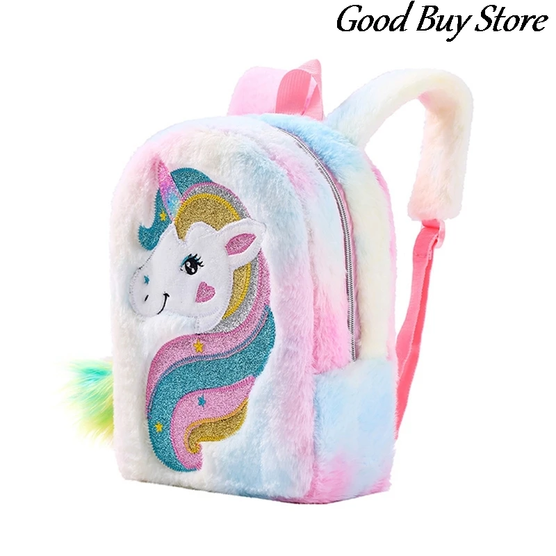 Mochilas princesa unicórnio para meninas, Saco escolar animal dos desenhos animados para crianças, Mochila de inverno infantil, Mochila colorida bonita do luxuoso