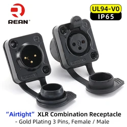 Original Neutrik's REAN Outdoor Airtight XLR 3 Pin Connectors Male Female Dust Water Proof Metal Panel Microphone Cable Socket