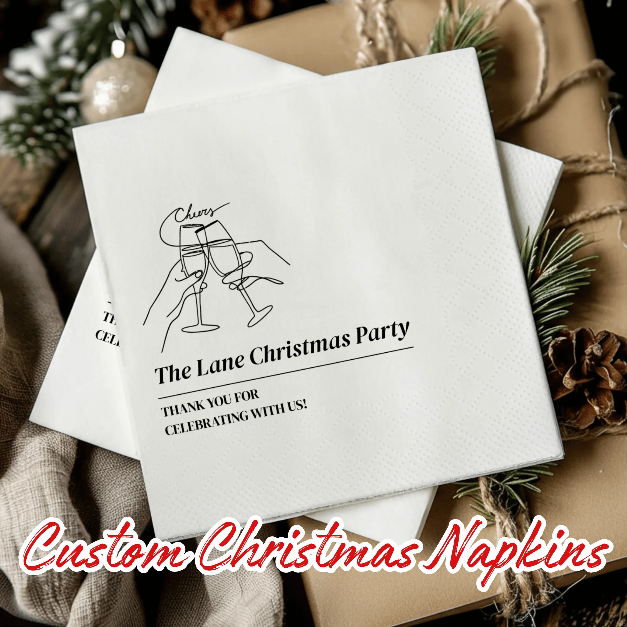 

Personalized Paper Napkins for Christmas Custom Napkins of Text Elegent Disposable Napkins of Photo,for Birthday Hen Party