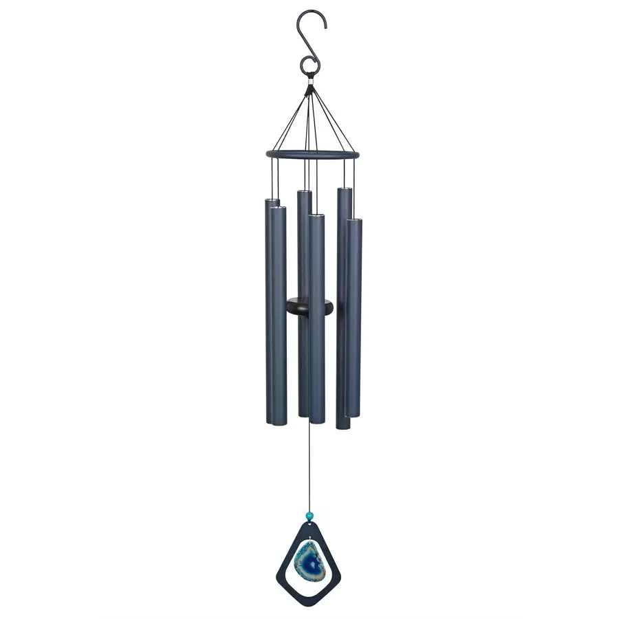 

39 Aluminum Tuned Wind Chimes with Blue Gemstone Windcatcher, Blue