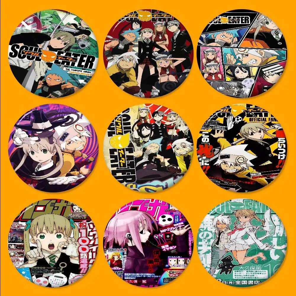S-Soul E-Eater Anime 32/44/58mm Round Cartoon Brooches Handmade Pins For Backpack Jewelry Accessories Gifts Creative Badge