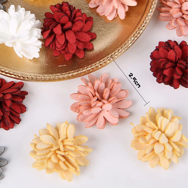 50pcs 25mm Microfiber Fabric Artificial Flower Heads For Wedding Home Garland Decor DIY Art Hair Accessories Wreath Fake Flowers