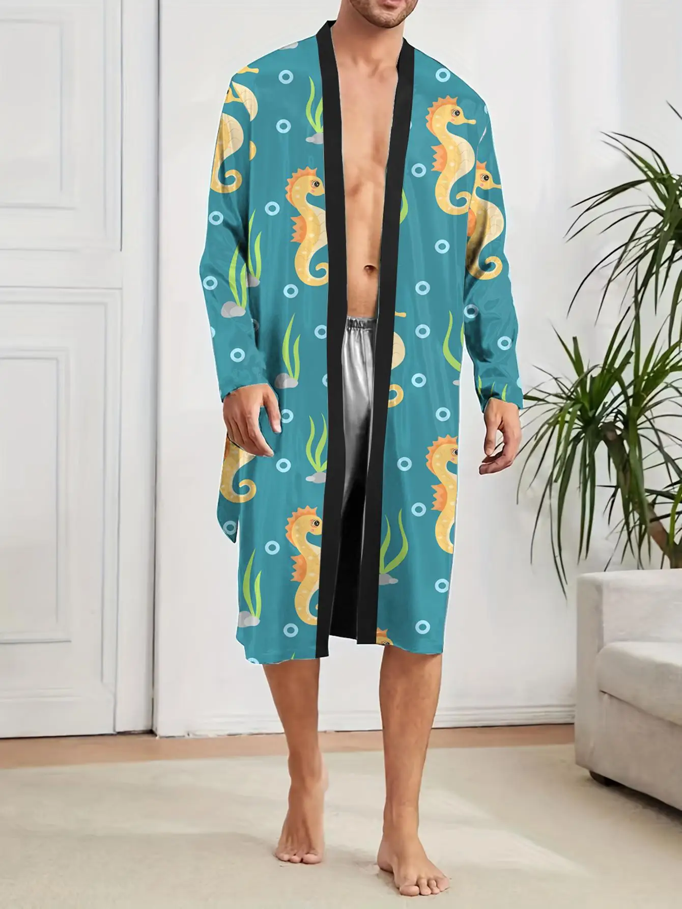 1pcs Men's Robes 2026 Spring/Summer Robe man Bathrobe man Graphic Sleepwear Breathable Sleepwear dressing gown 3D Printed