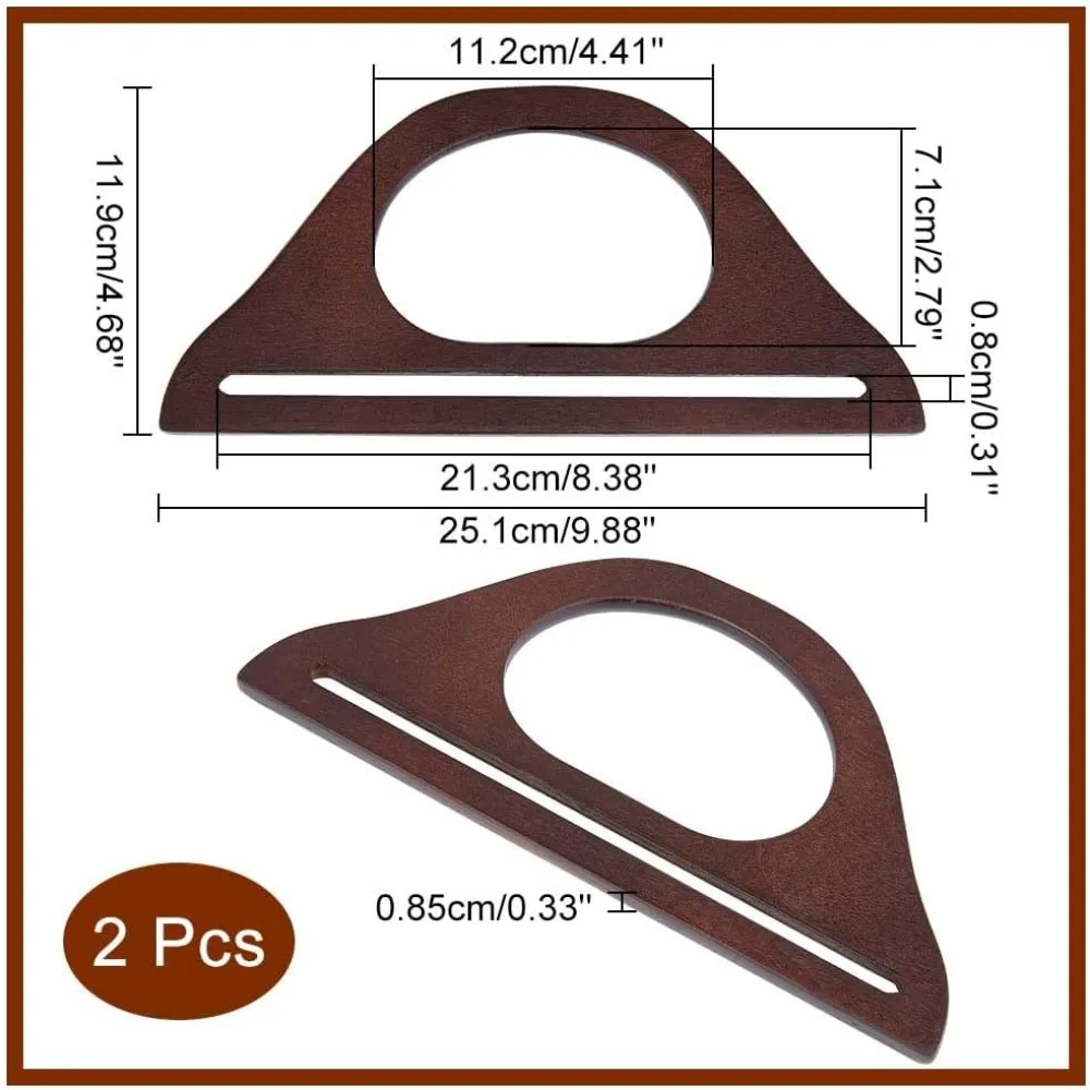 2pcs Wooden Purse Handles for Bag Making D-Shaped Wooden Bag Handles Replacement Handmade Handbag Handles DIY Decorative