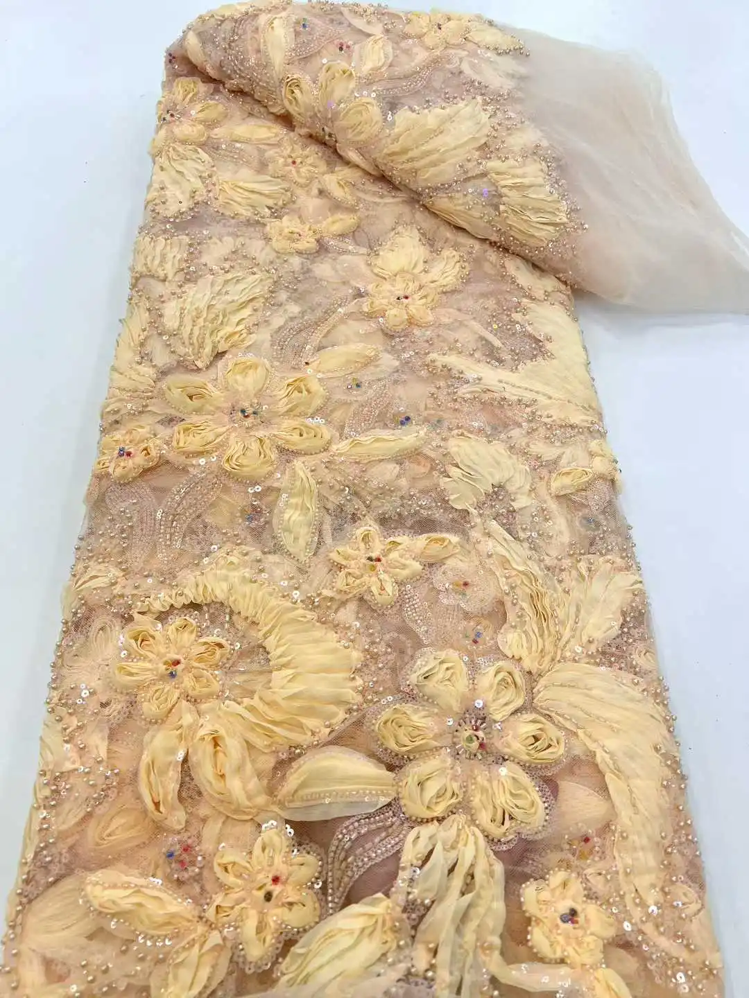 アフリカのレース生地 2026 スパンコール ビーズ刺繍 新郎 ナイジェリアの花嫁 高品質 フランス製チュールレース生地 結婚式用