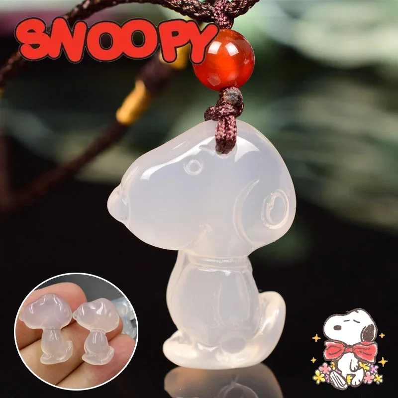 

Snoopy Cute Agates Pendant Fashion Natural Stone Jewelry Cartoon Men Women DIY Jewelry Necklace Accessories Girls Birthday Gifts