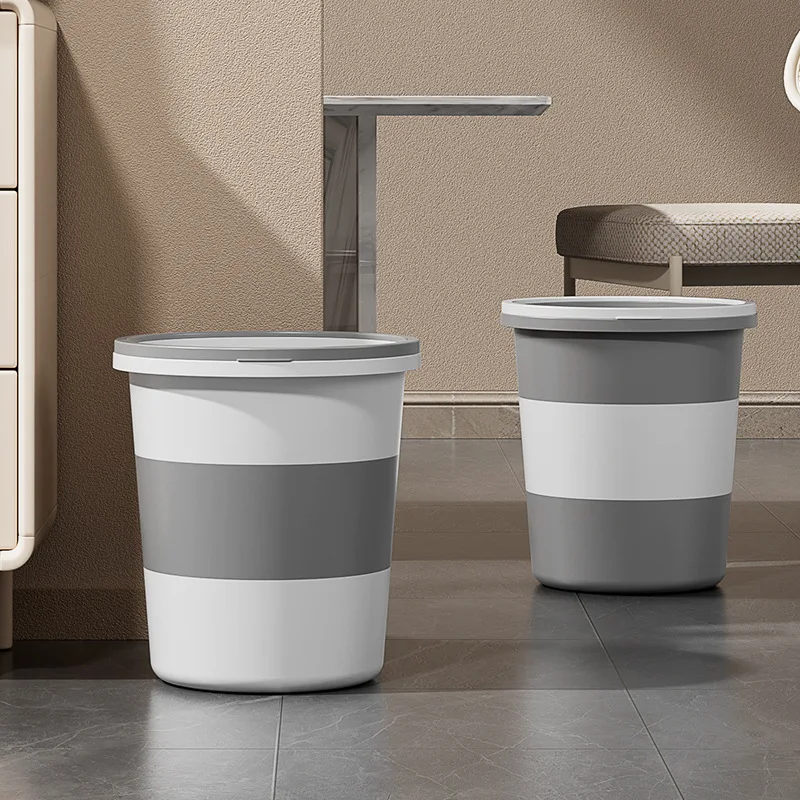 Detachable Household Trash Can with Pressure Ring Toilet Kitchen Contrasting Color Trash Can