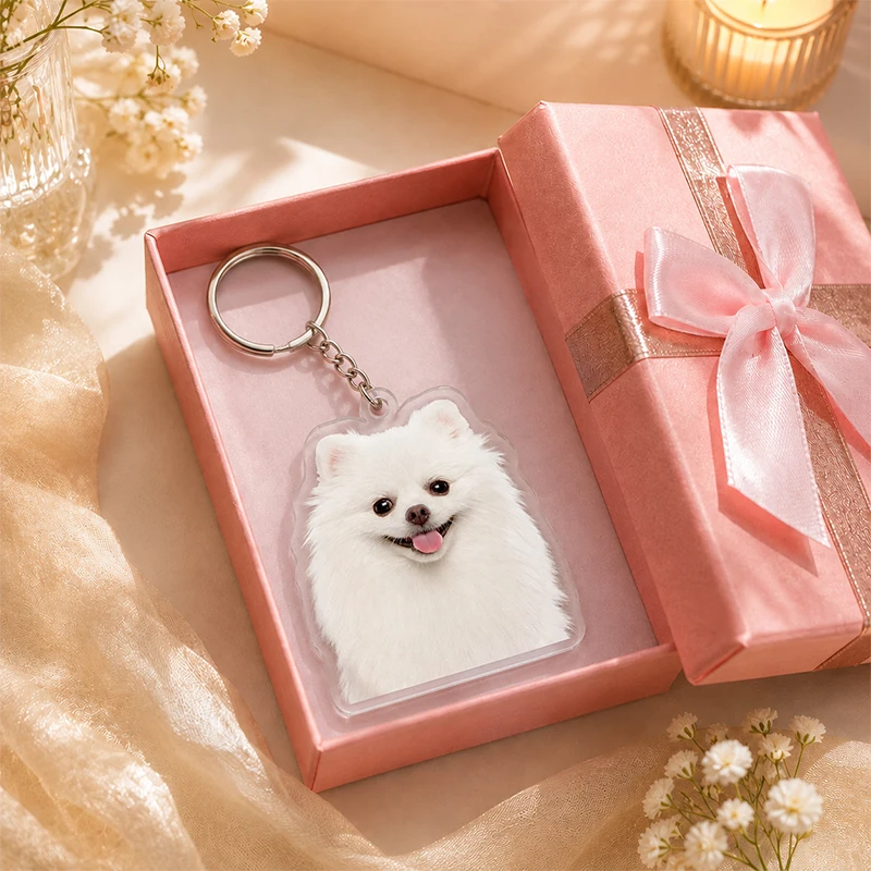 Custom Photo Acrylic Keychain, Personalized Text Key Ring