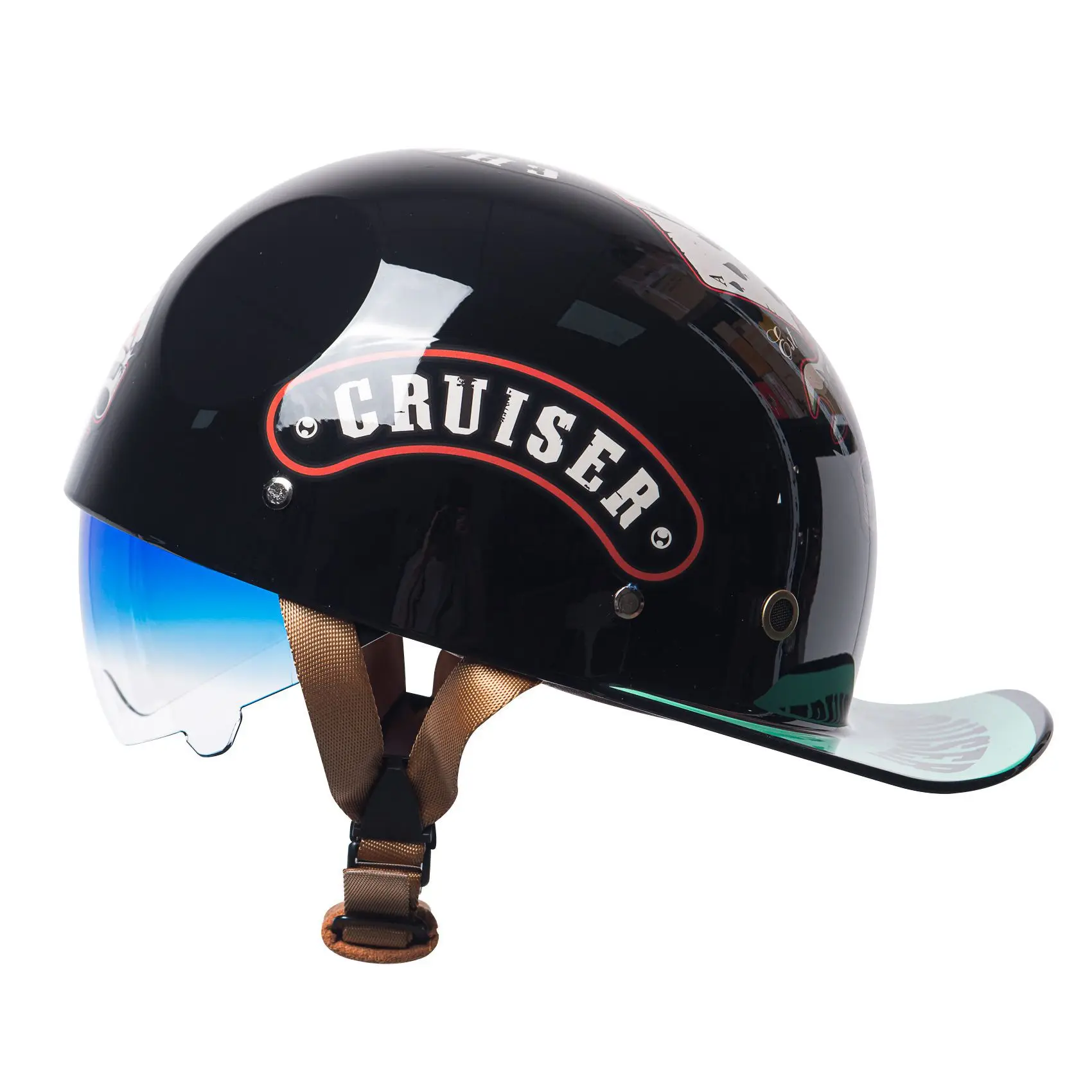 

Motorcycle Half Helmet Retro For Man Baseball Cap DOT Certification Motocross With Goggles Lens ABS Material Safety Moto Helmet