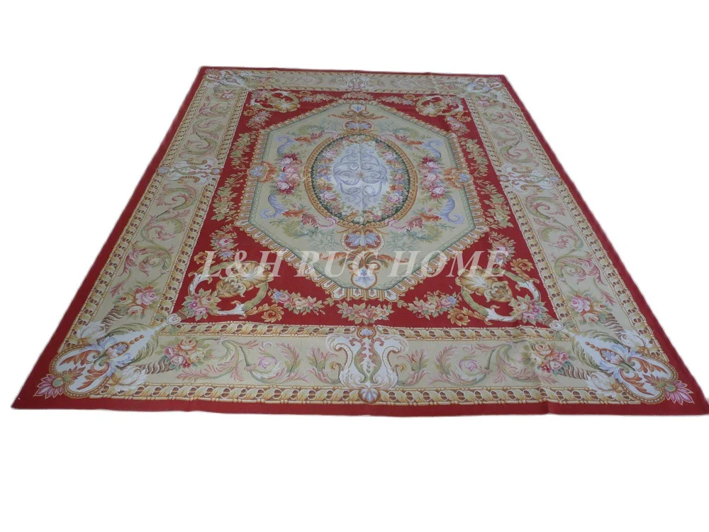 Free shipping 9'X12' Aubusson rugs Black Beige medallian aubusson rugs  for home decoration bedrooom rugs