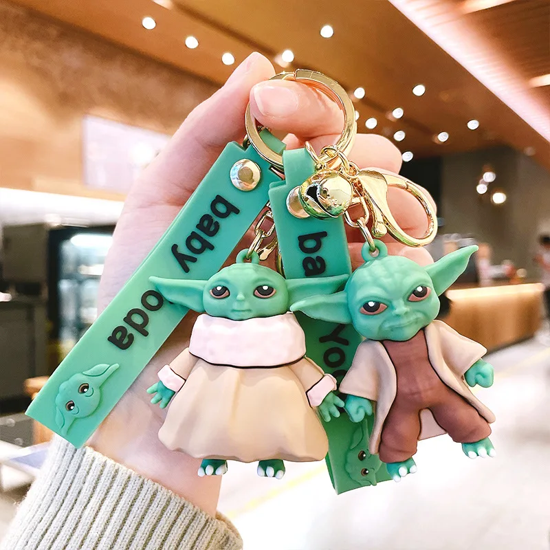 Disney Cartoon Anime Star Wars Yoda Pendant Keychain Holder Key Chain Car Keyring Mobile Phone Bag Jewelry Kids Gifts