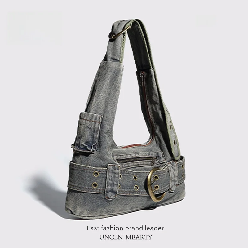 

UR Retro Waed Denim Underarm Women's Bag Small Design Sense Y2K Spicy Cool Versatile Single oulder Crossbody Bag