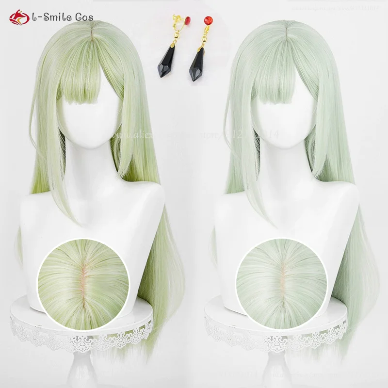 Mutsumi Wakaba Cosplay Wig Women 66cm Long Light Green Wig Mortis Cosplay Anime Cosplay Wigs Heat Resistant Synthetic Hair