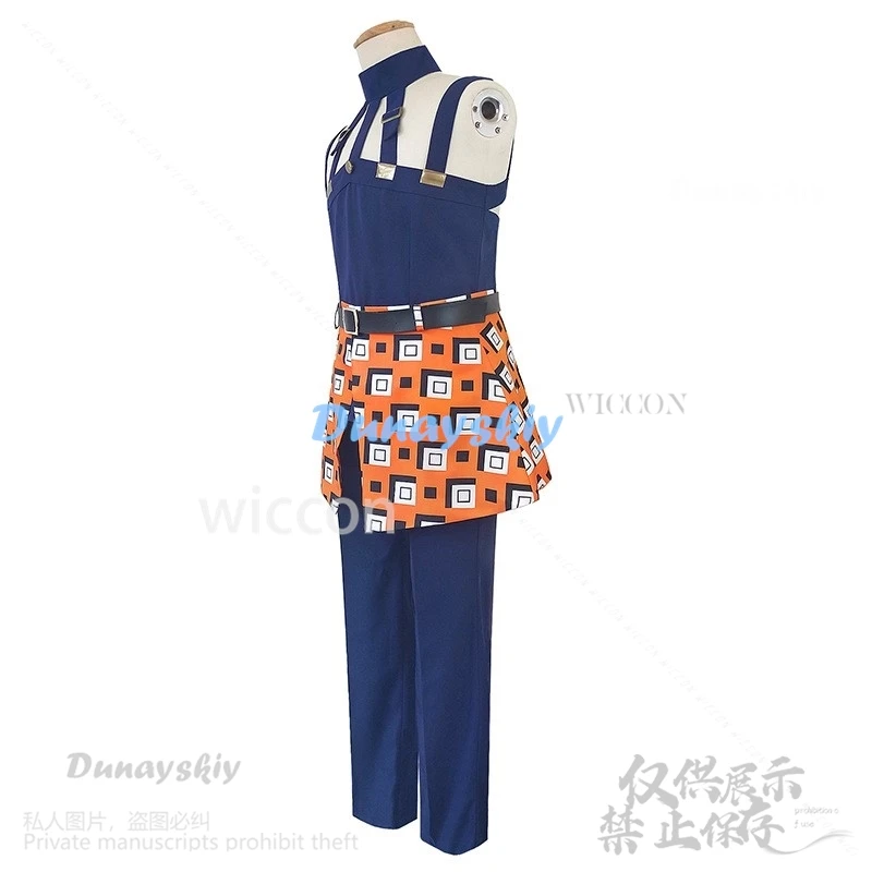 Anime Jooj Adventuree Cosplay Costume Ghirga Narancia Top Pants Apron Full Set Costumes Adult Neutral Halloween Outfits Sexy Wig