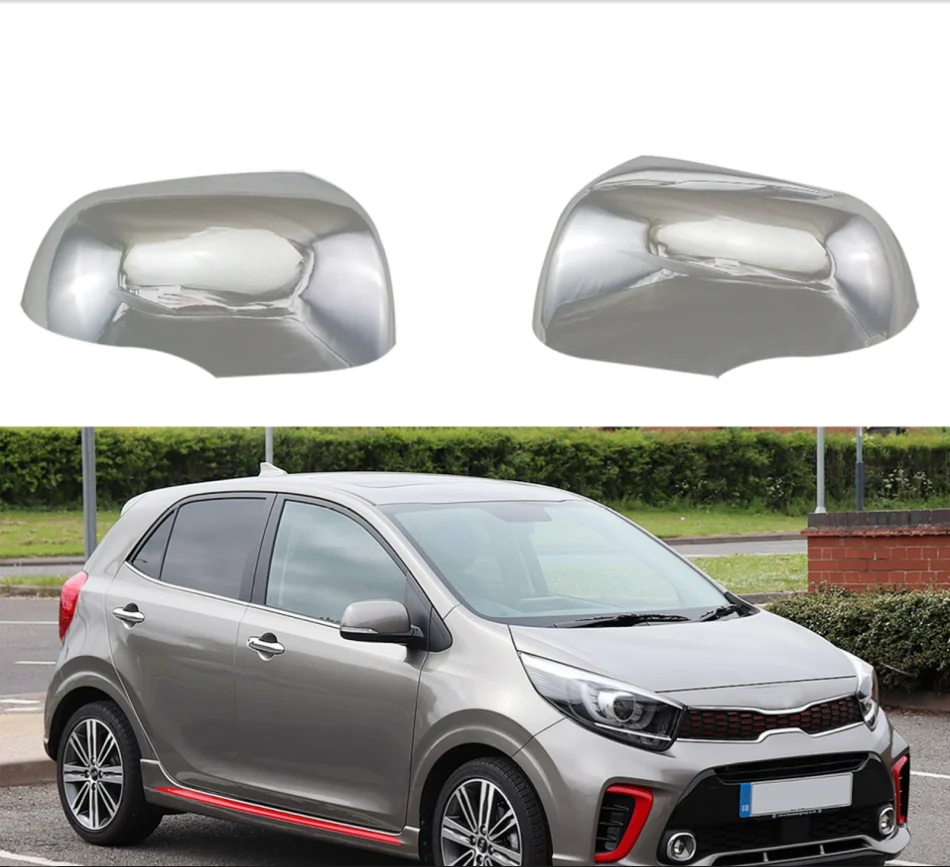 

ABS Rear View Side Mirror Cover Trim For 2011-2016 Kia Picanto Morning Chrome 2pcs Decorative Protect Trim