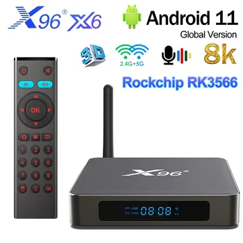 구글 유튜브 미디어 플레이어 셋톱 박스, X96 X6 스마트 TV 박스, 안드로이드 11, RK3566, 8G, 64G, 4G, 32G, 2.4, 5G, 듀얼 와이파이, 1000M, BT, 4K  Best5