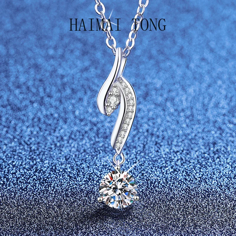 

HAIMAITONG PT950 Платиновое ожерелье с бриллиантами Mozzarella, кулон, модный светильник, роскошный простой дизайн, цепочка на ключицы, муассанит, вырез
