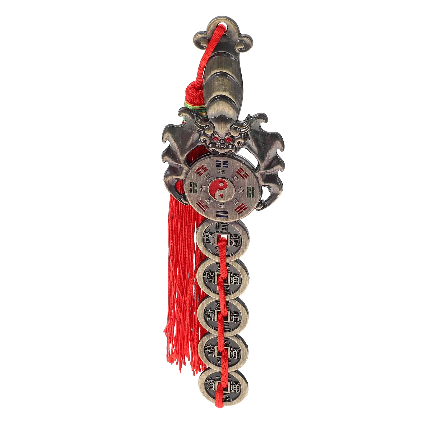 

1pc Sword Ornament Zinc Alloy Handicraft Feng Shui Decor Brown Wall Mount Office Home Exorcism Evil Spirits
