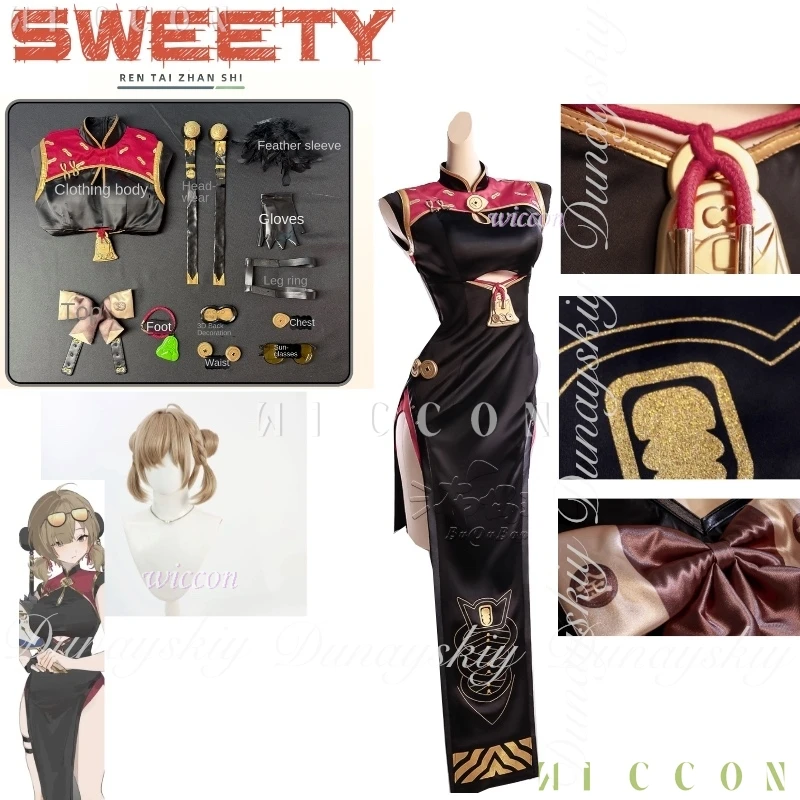 

Zenless Zone Zero Game Sweety Cosplay Tea Drinker With Black Cheongsam Double Ponytail Balls Cosplay Costume Full Of Set Qipao