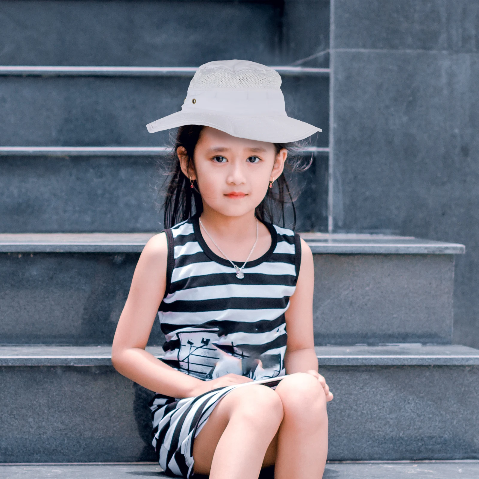 

Children Sun Hat Kids Bucket Hats Beach Summer Travel Girls Polyester Mesh Seaside Sun Shading Hat Outdoor Photography Child