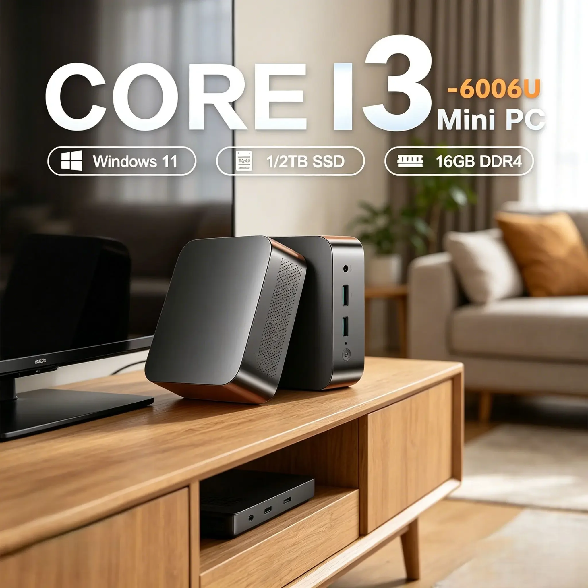 Brand New High‑Performance Mini PC Intel Core I3‑6006U CPU, Windows 11 Pro 32GB RAM, Solid State Drive, WiFi 6, Bluetooth 5.2,4K