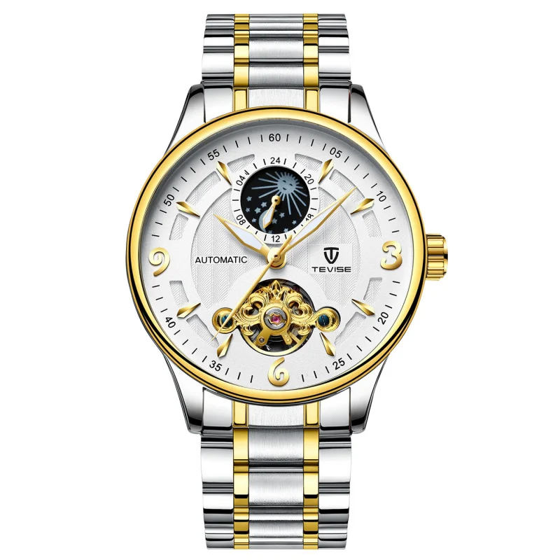 WebsiteSwitzerlandTeviseWatch para hombre, reloj mecánico Popular de fase lunar, Tourbillon, resistente al agua