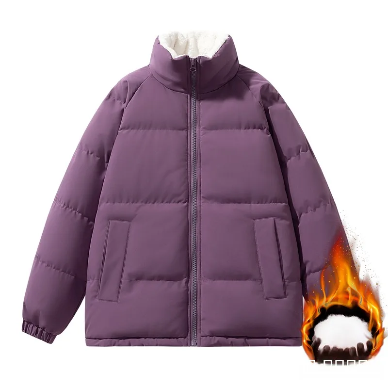 

Winter Warm Anti-Cold Stand Collar Men's Casual Versatile Outerwear Pure Color Cotton Jaet New Sle Bread Coat