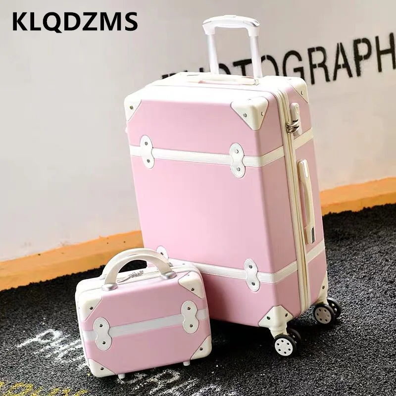 KLQDZMS-Valise Rétro Universelle Silays euse avec Roues pour Homme et Femme, Sac de Maquillage, 20, 22, 24, 26 Pouces, Nouveauté