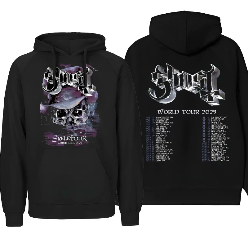

Осенне-зимняя толстовка GHOST SKELETOUR WORLD TOUR 2025 года, черная, металлическая, с РОК-поясом, КОНЦЕРТНАЯ
