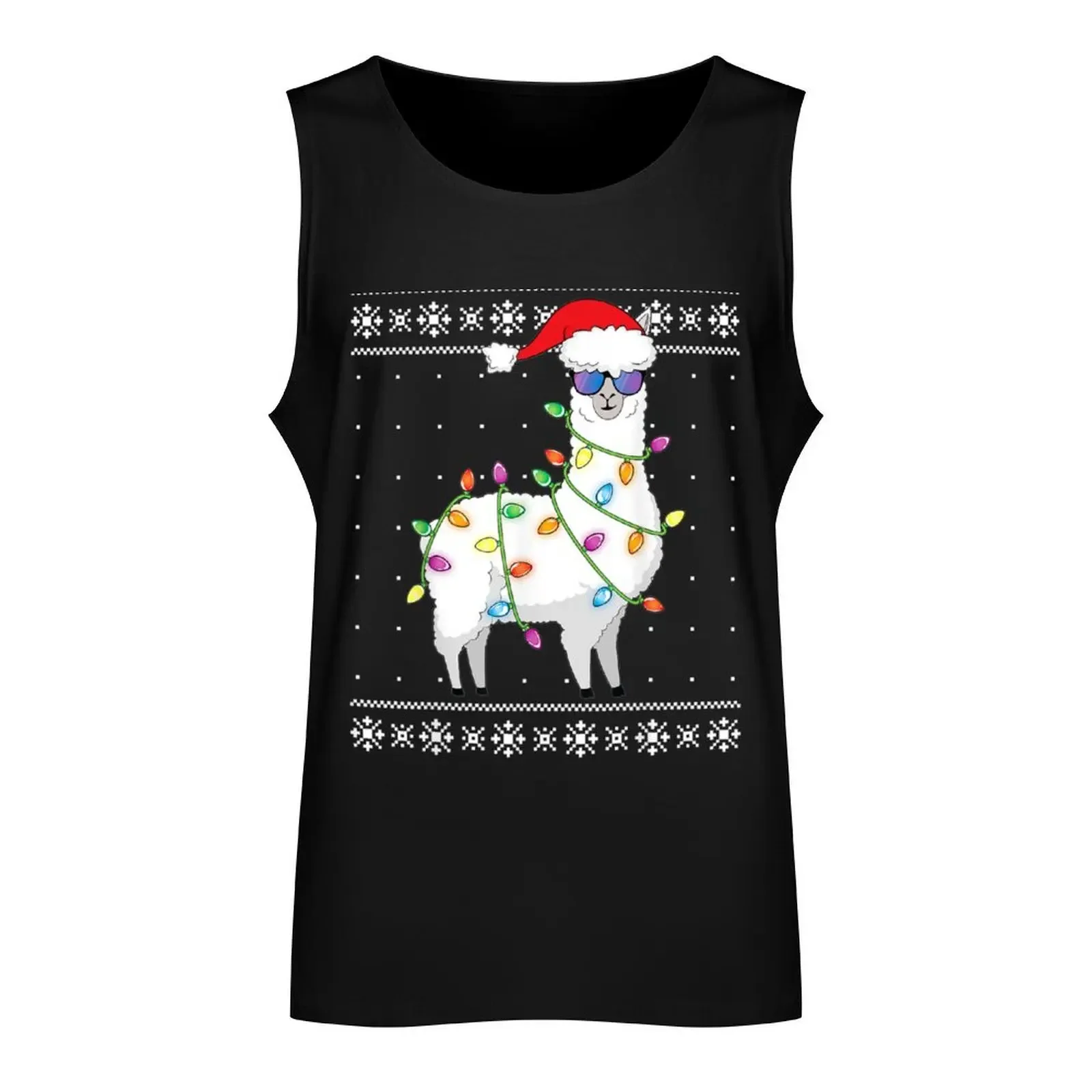 Alpaca Christmas Lights Ugly Christmas Sweater Alpaca Holiday Shirt Christmas Alpaca Pajamas Lover Xmas Gift Alpa Tank Top