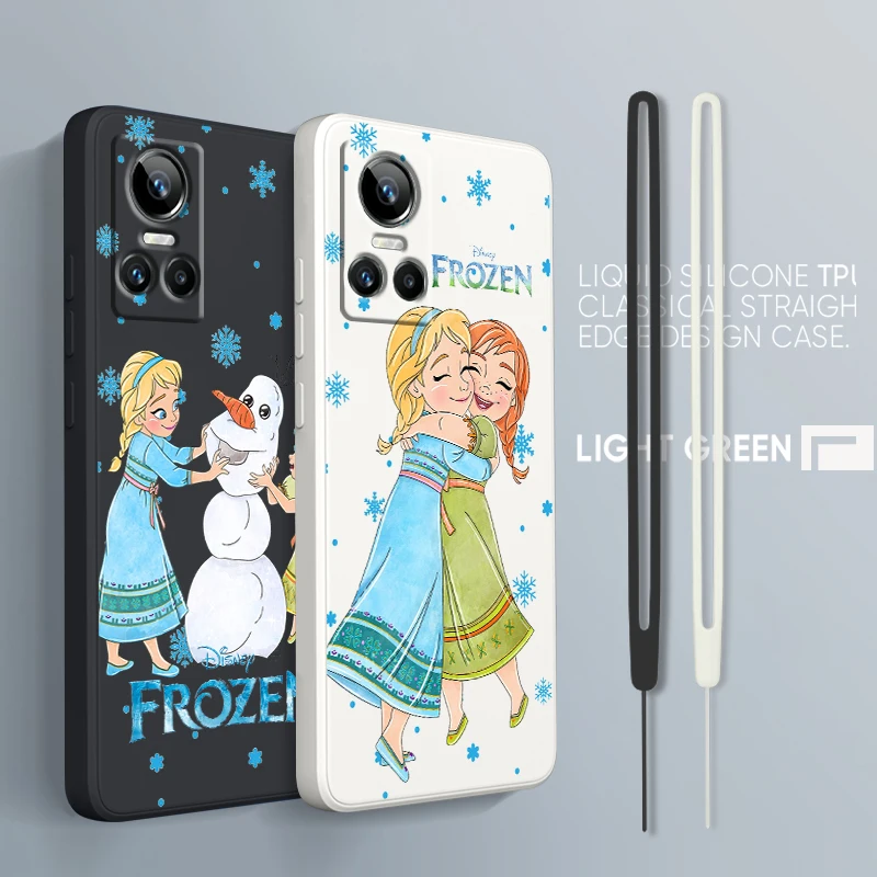 Elsa Anna Cute For OPPO Realme GT Neo 3 2 Master 8 9 Narzo 50A 50i Reno 7 Silicone Soft Liquid Rope Phone Case Coque Capa