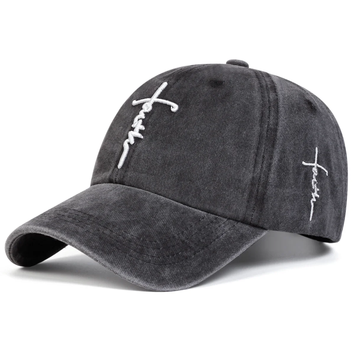 Unisex Letter Cross Embroidery Wash Baseball Caps Spring and Autumn Outdoor Adjustable Casual Hats Sunscreen Hat Sports Cap
