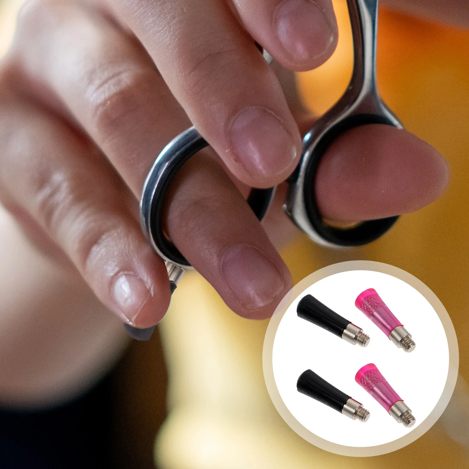 

4Pcs Pet Hairdressing Scissor Finger Rest Premium Stainless Steel Tail Nails for Salon Barbers Home Use Scissors Fittings