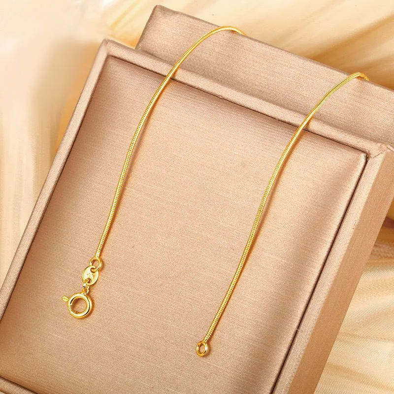 XP Jewelry --( 45 cm 50 cm x 1 mm ) 24 k Pure Gold Plated Snake Chain Necklaces for Men Women Fashion Jewelry