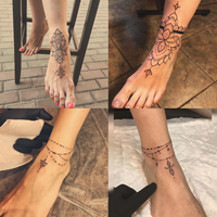 4 Sheets Foot Lace Tattoo Sticker Waterproof and Durable Temporary Tattoo
