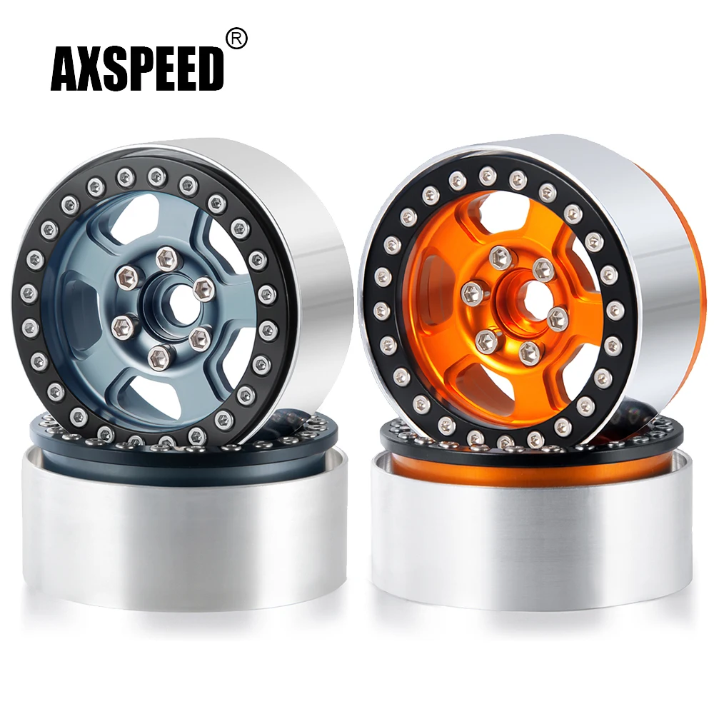 

AXSPEED 4Pcs Aluminum Alloy Beadlock 1.9 inch Wheel Rims Hubs for Axial SCX10 D90 TRX-4 1/10 RC Crawler Car Truck Upgrade Parts