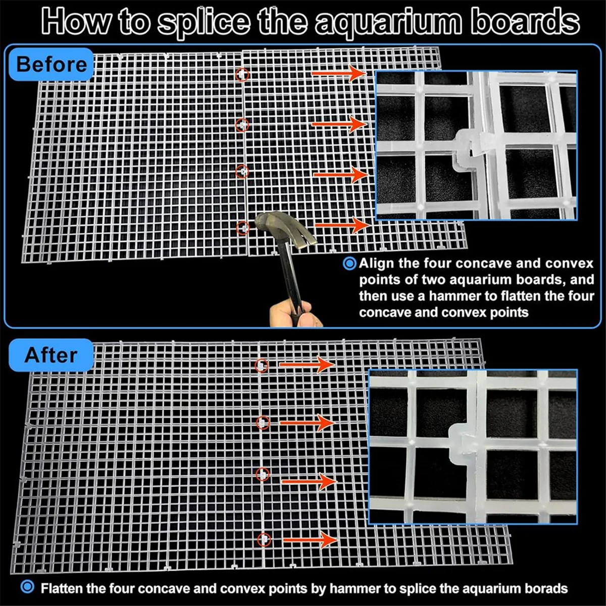 4 Coperchio per acquario Cappuccio per acquario Coperchio superiore Coperchio per terrario Griglia in plastica Pannello per uova Griglia 6 Clip per pannello di copertura per acquario HY