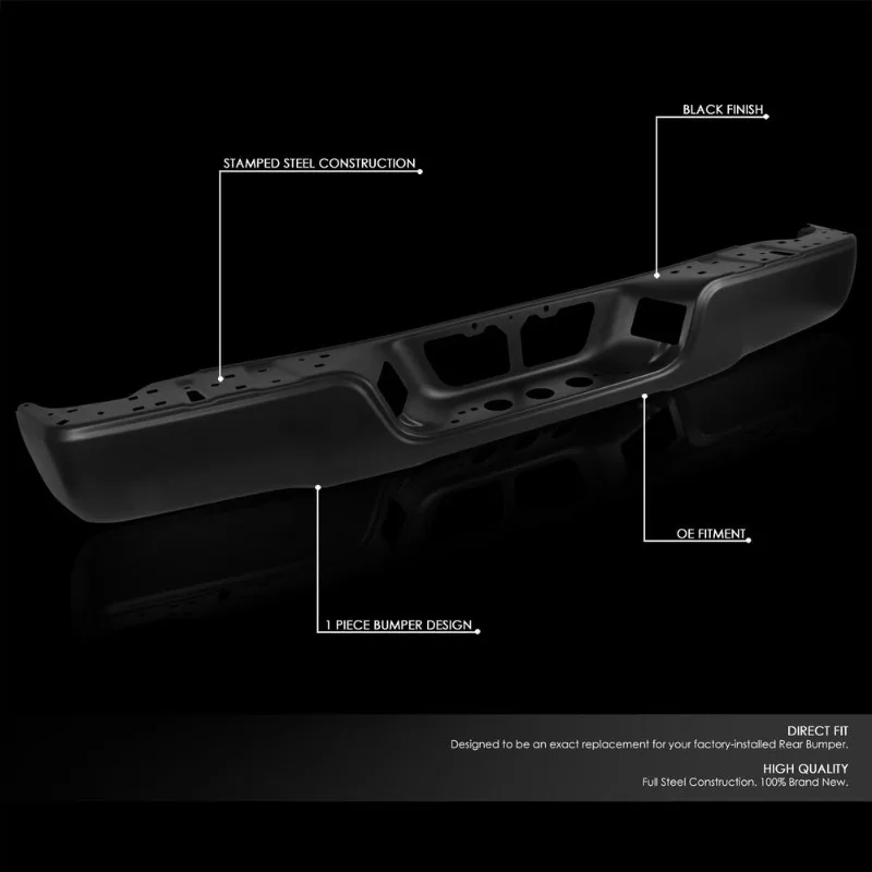 US For 07-13 Toyota Tundra Primed Black Steel Rear Bumper Face Bar w/o Sensor Holes